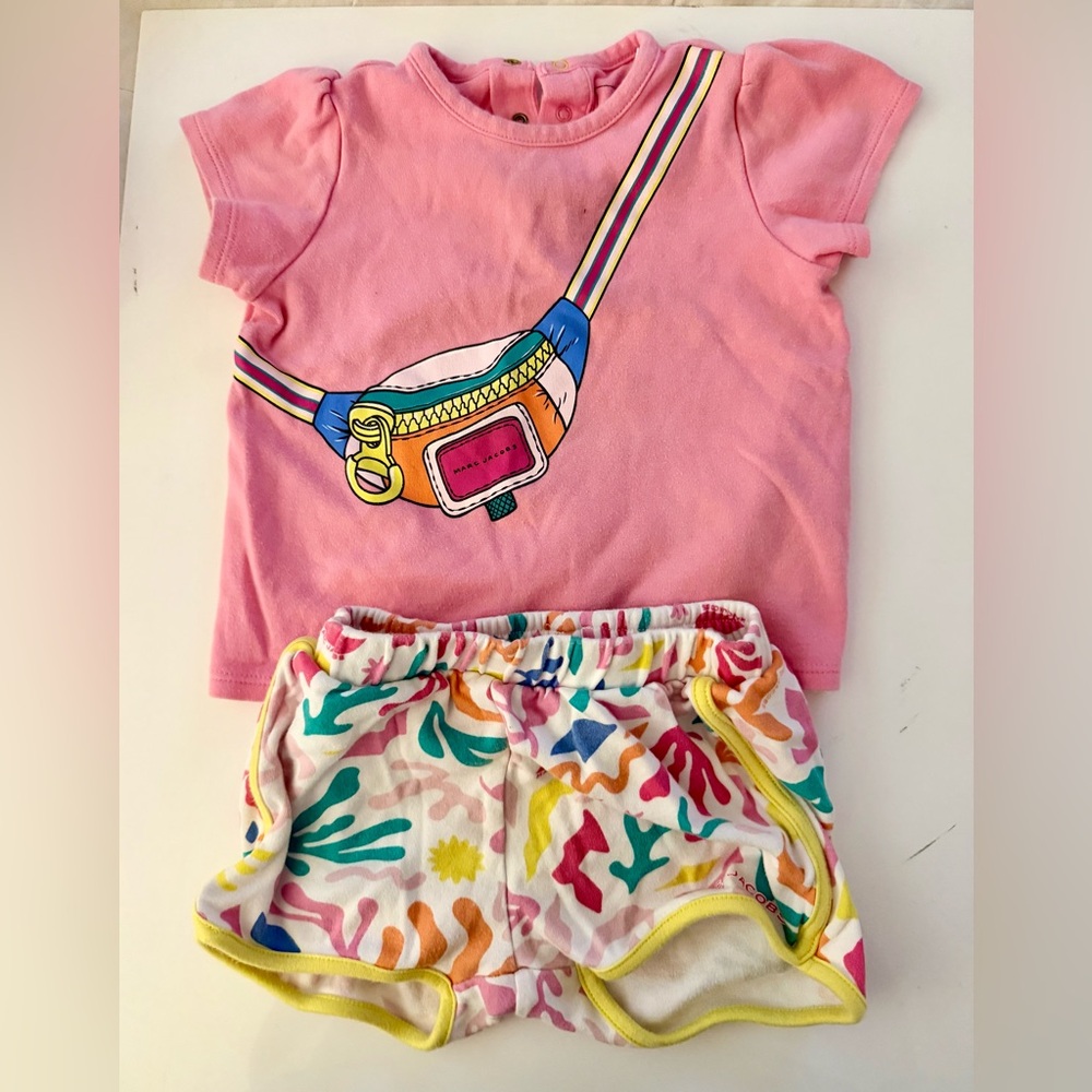 Marc Jacobs Pink Top and Multicolor Shorts Kids Matching Set
